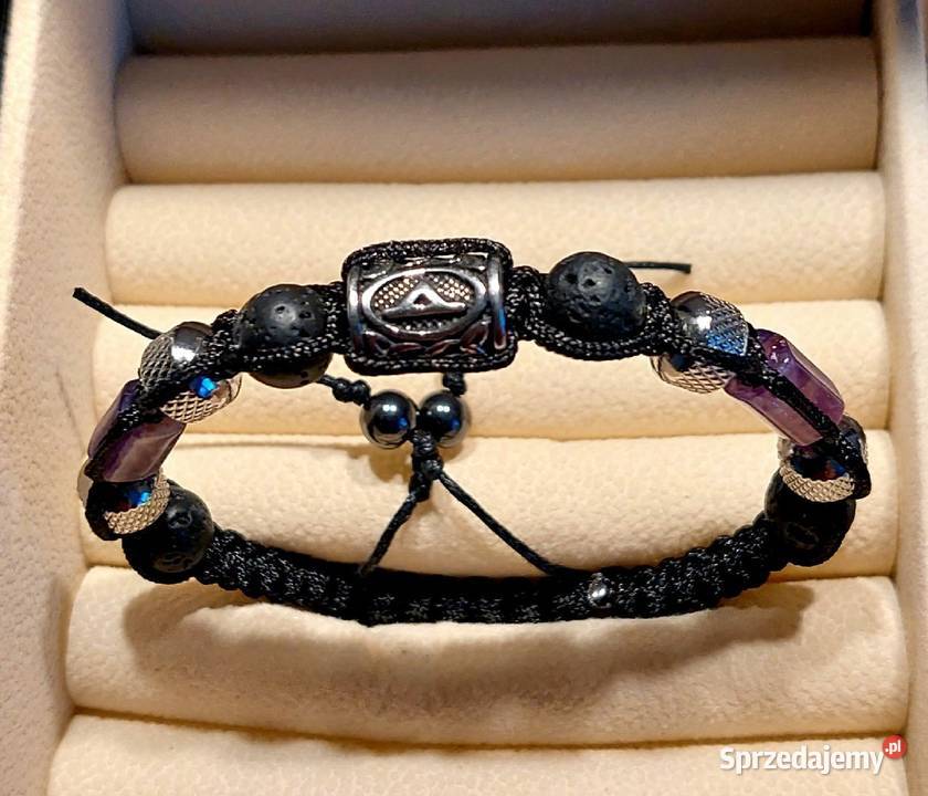 Bransoletka runa stal kamień Ametyst Hematyt Warszawa