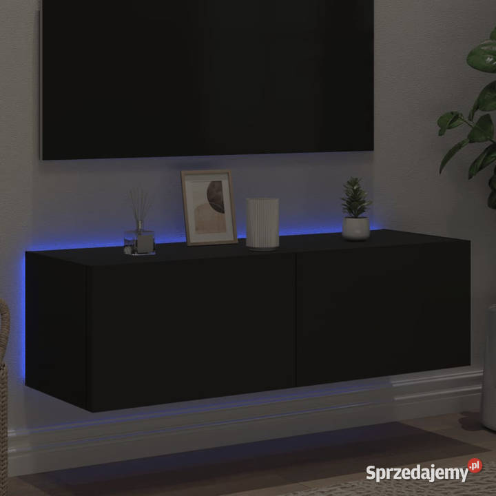 Ścienna szafka TV z LED czarna 100x35x31 Warszawa
