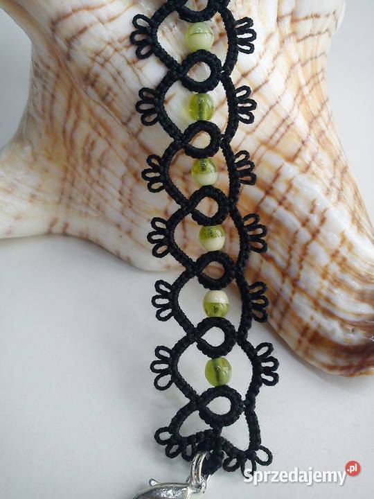 Bransoletka frywolitkowa Wiśniowa sprzedam