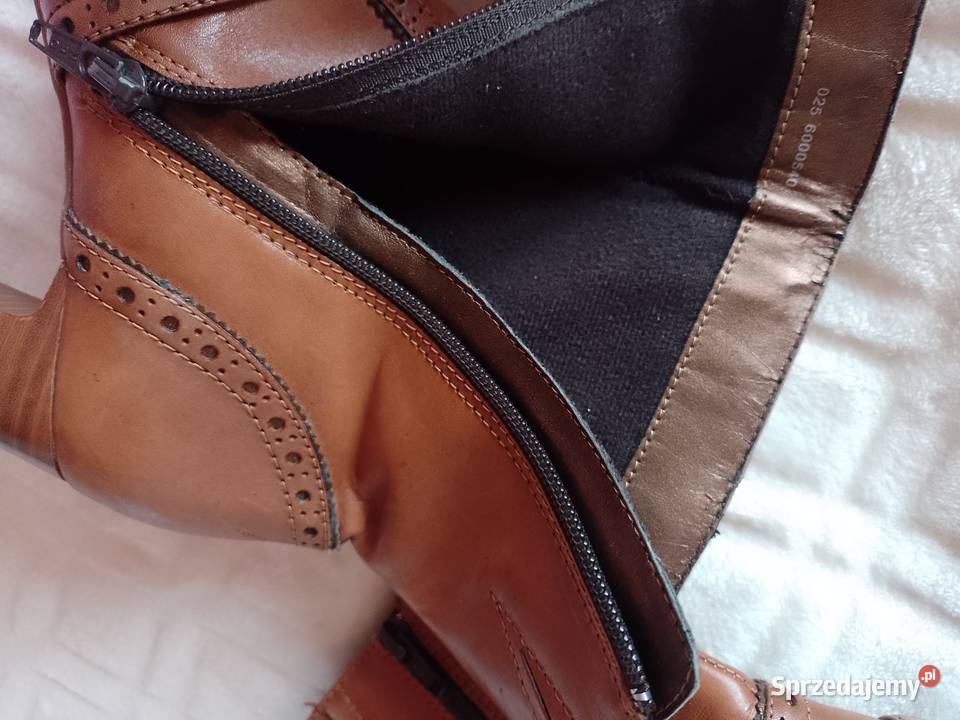 38 Real Leather Skórzane Botki biznesowe z
