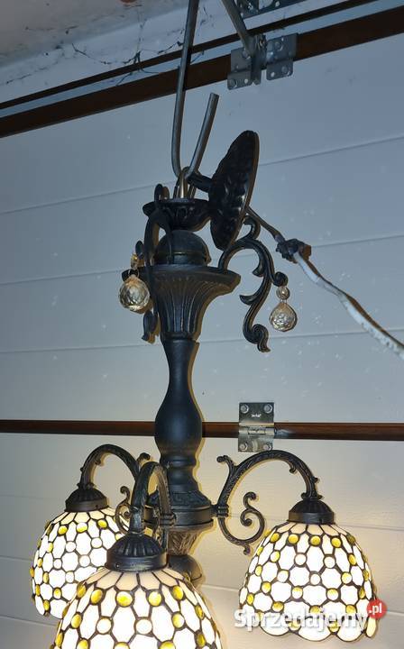 Lampa żyrandol witrażowa Tiffany Kaliska