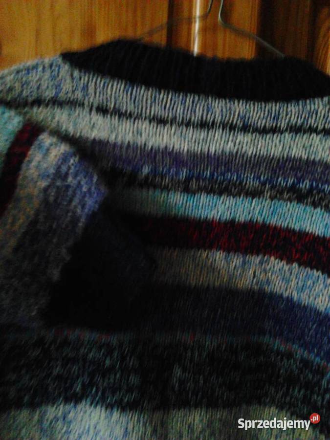 Sweter ręczna robota retro vintage w paski kolor
