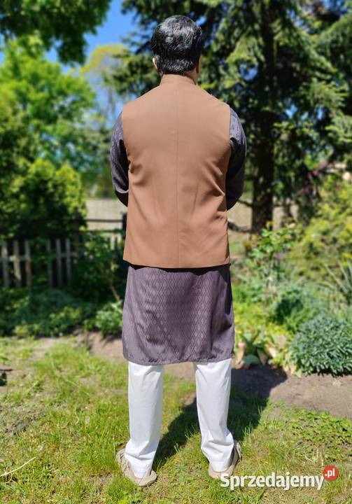Kamizelka męska Nehru jacket L ciepły brąz