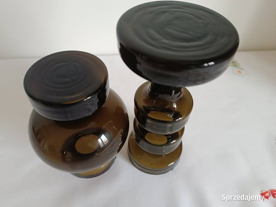 Szklane świeczniki w kolorze oliwkowym Gorlice