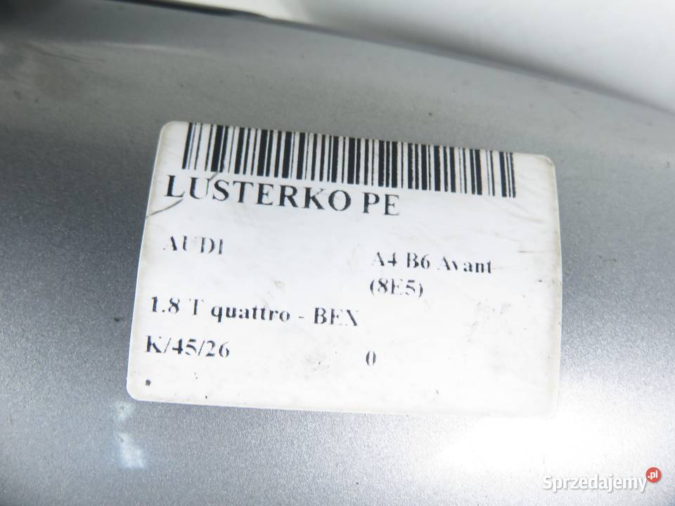 LUSTERKO PRAWE AUDI A4 B6 8E5