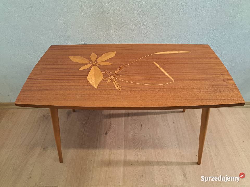 Ława drewniana fornirowana PRL vintage 60cm Olkusz