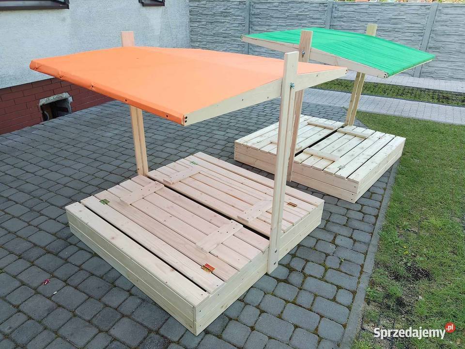 piskownica drewniana 120 x 120 z ławkami i Pozostałe Kalety