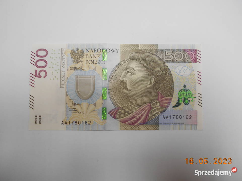 Banknot 500 seria AA Piła