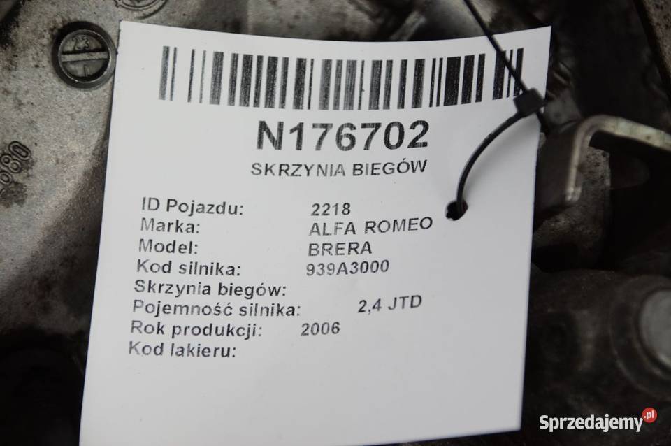 SKRZYNIA BIEGÓW ALFA ROMEO BRERA 24 JDTM MANUAL Lipno