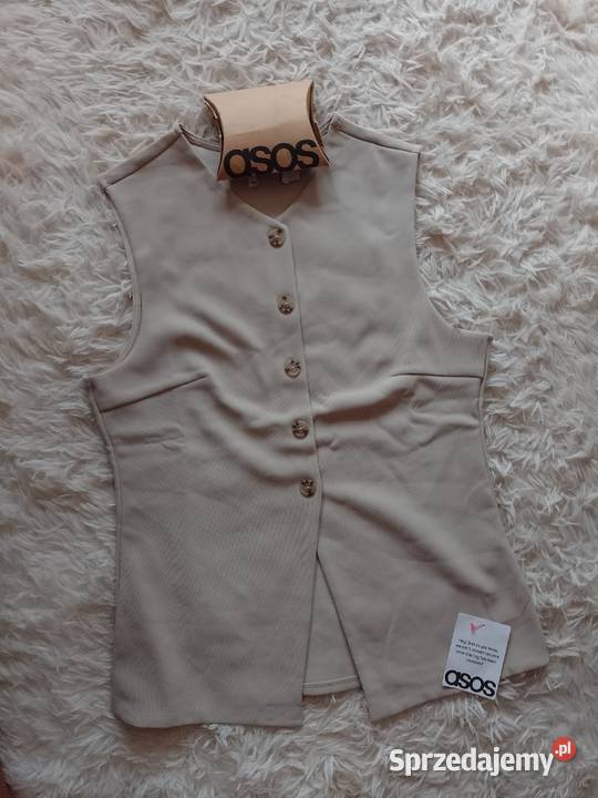 38AM ASOS Design Beżowa kamizelka z Londynu NOWA Inny wzór Kraków