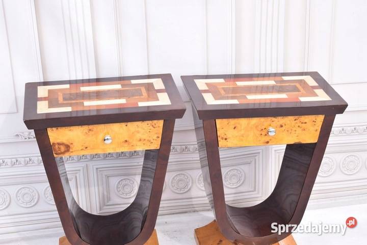 Dwa Nakastliki Stoliki Szafki Nocne Art Deco małopolskie Kraków