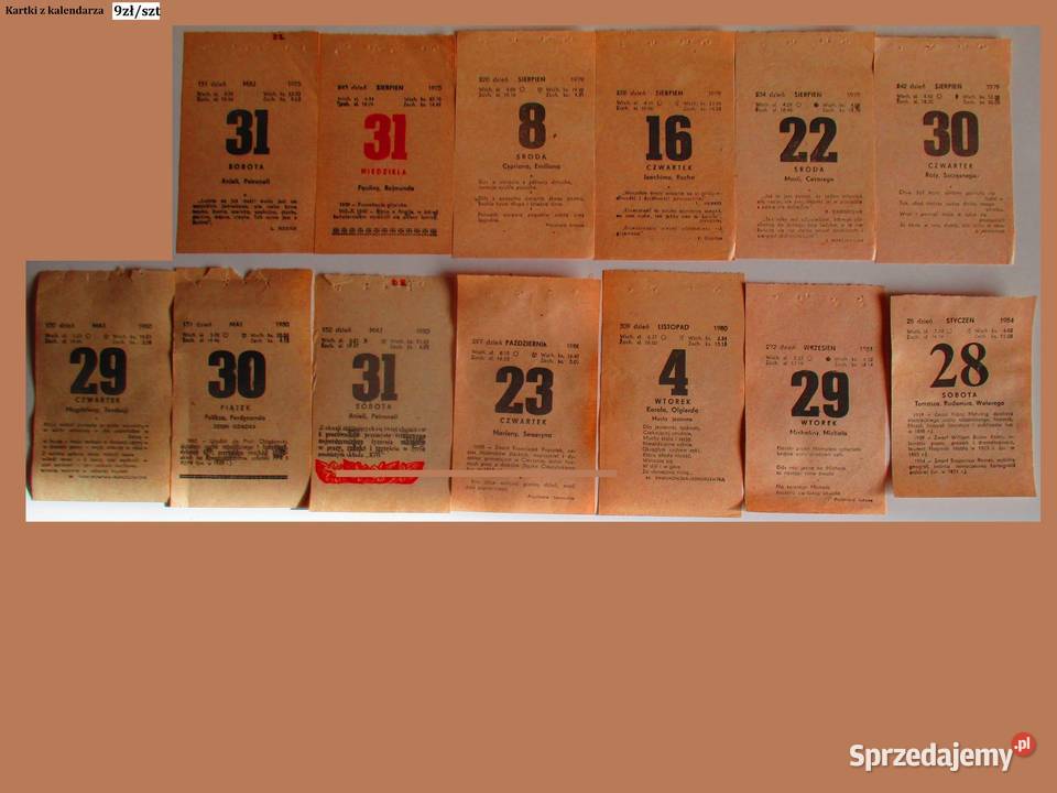 Kartka z kalendarza kalendarz zdzierak