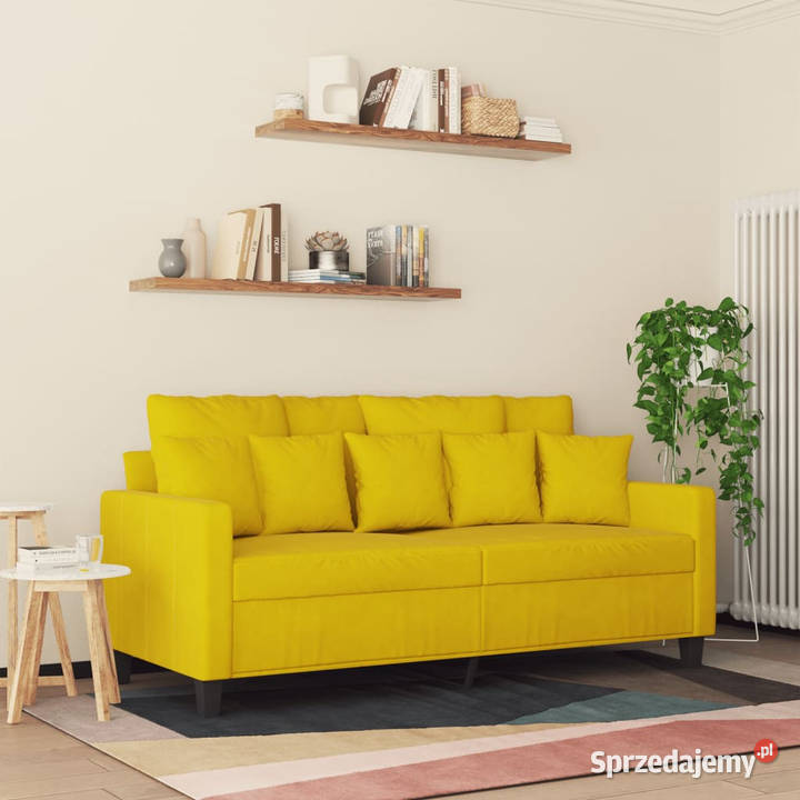 Sofa 2osobowa żółta 140 tapicerowana aksamitem
