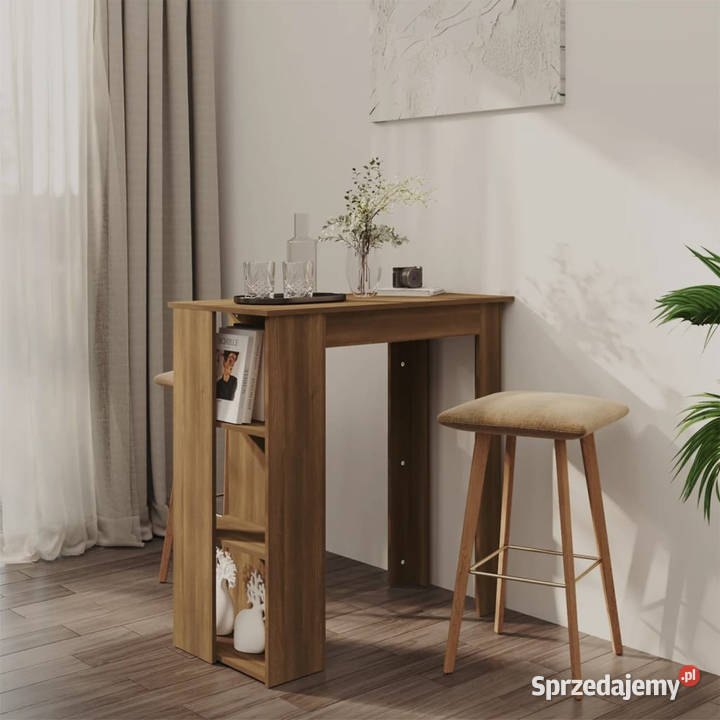 Stolik barowy z półkami brązowy dąb 102x50x1035 Warszawa sprzedam