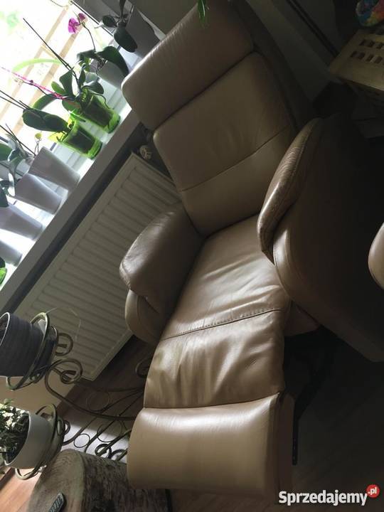 Skórzana sofa z funkcją spania dwa fotele z Kraków