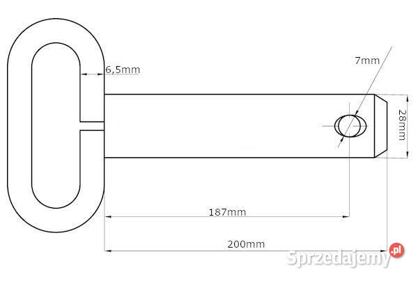 Sworzeń z uchwytem 28x187 mm Kramp Z528183KR Kamionna