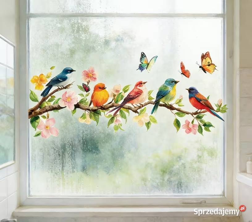 Dwustronna naklejka na szybę z ptakami Ząbki sprzedam