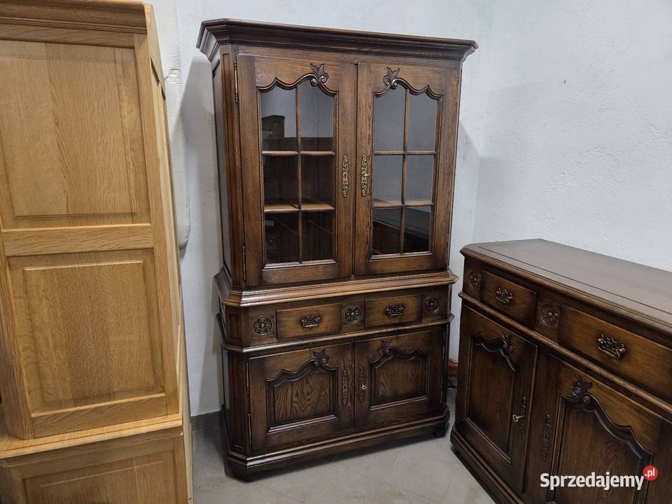 Rzeźbiony zestaw 100 dębowy do jadalni salonu Kleczew