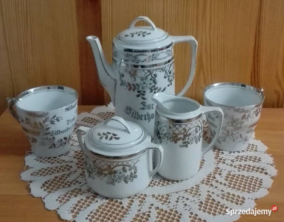 Stary Porcelanowy Zestaw - Srebrne Wesele