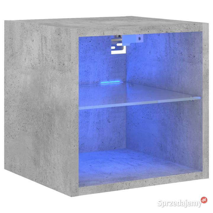 Ścienna szafka TV z LED szarość betonu 30x285x30