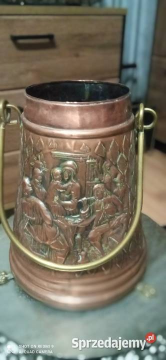 Kanka pojemnik parasolnik węglarka miedziana z