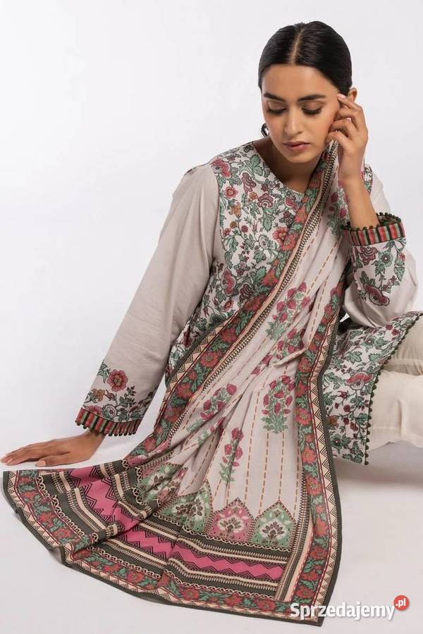 Duża chusta szal dupatta kwiaty bawełna orient Szczecin