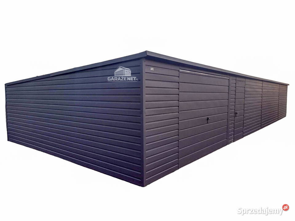 GARAŻ BLASZANY 15m x 6m SPAD TYŁ Brama uchylna Łapanów