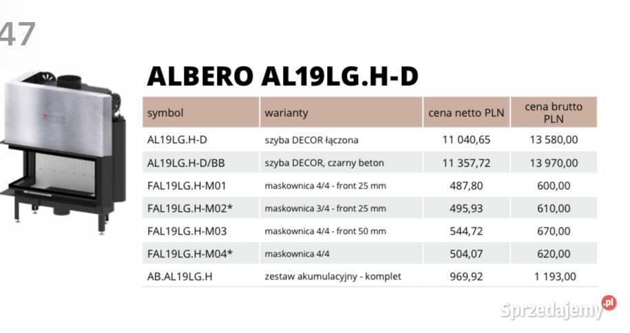HITZE Wkład kominkowy ALBERO AL19LGHD Piła