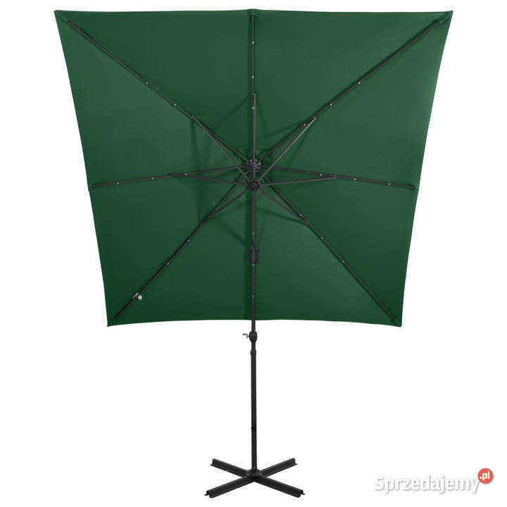 Parasol wiszący z LED i słupkiem zielony 250 Warszawa