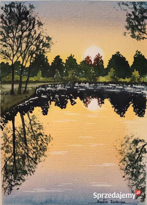 Akwarela Akwarelka Obraz pt Złota Godzina 135 x Katowice