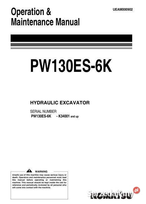 Komatsu PW130ES6K instrukcja obsługi DTR świętokrzyskie