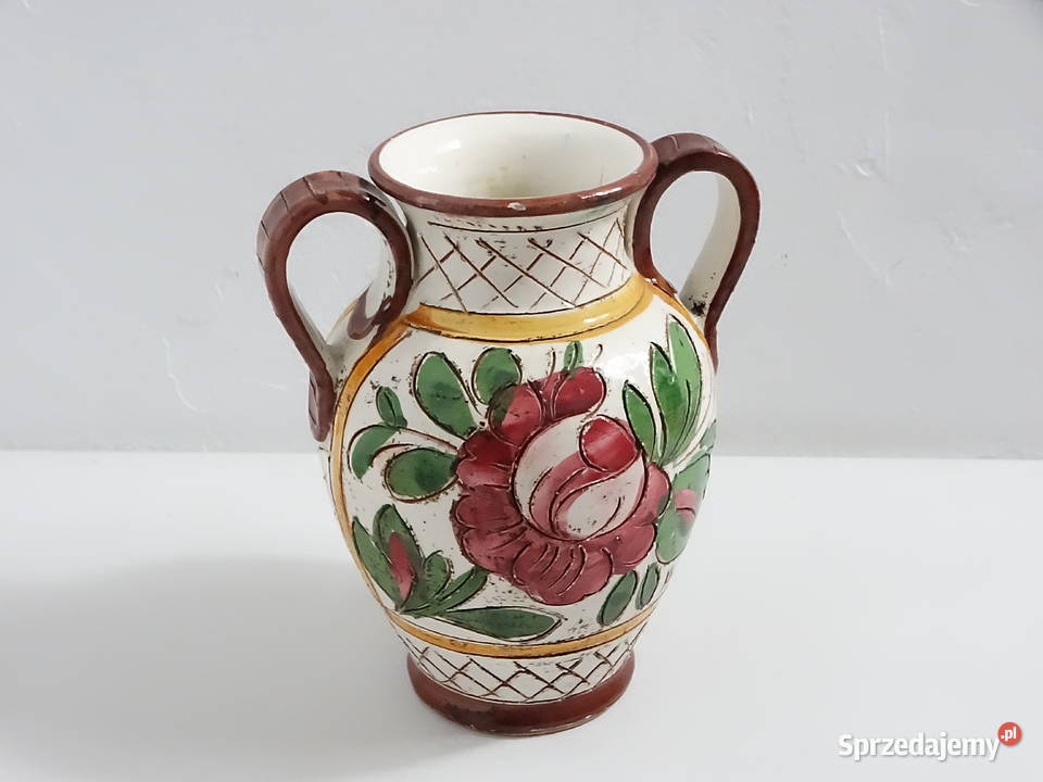 Unikatowy Wazon SGRAFFITO Ręcznie Nacinany i lubelskie Biłgoraj