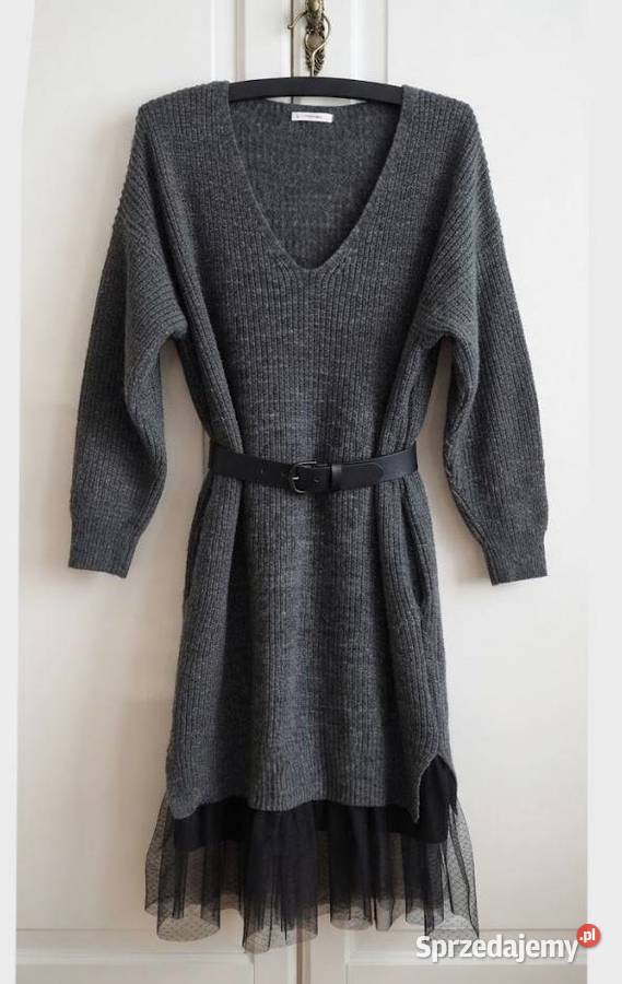 Ciepła sukienka swetrowa midi L XL Blue Shadow Warszawa
