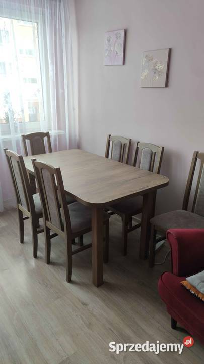 Zestaw jadalniany stół rozkładany 6 krzeseł Koszalin