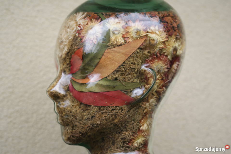 Szklana głowa kwiatowa kompozycja sprzedam