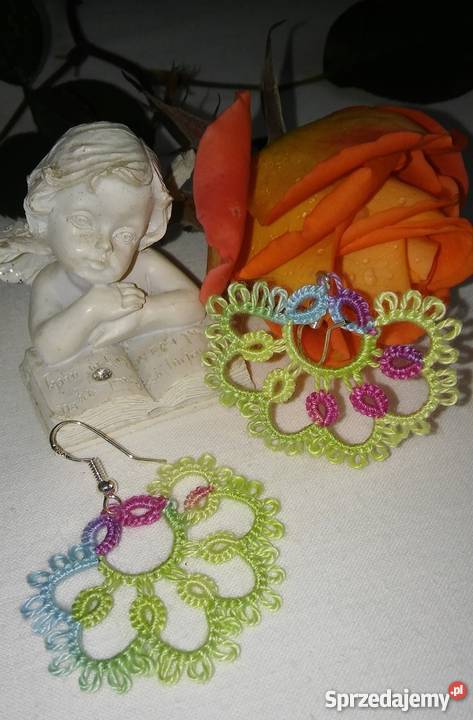 Kolczyki Frywolitkowe Wiśniowa