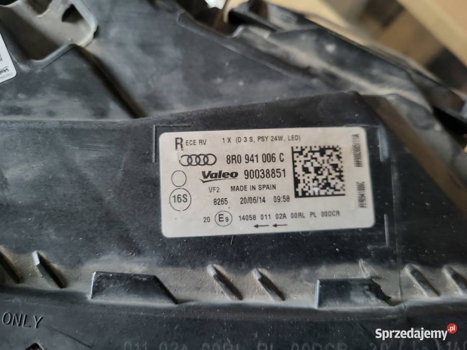 Lampa przednia prawa audi Q5 8R0941006c Siemiatycze