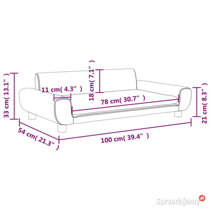 Sofa dzieci niebieska 100x54x33 aksamit