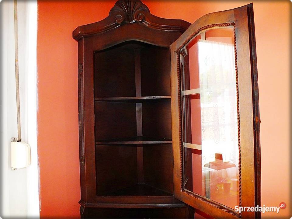 Stara Witryna narożna drewniana Gablota 52cm Żary