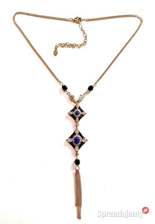Blue Crystal Enamel Victorian Style Y Drop łódzkie Wadlew
