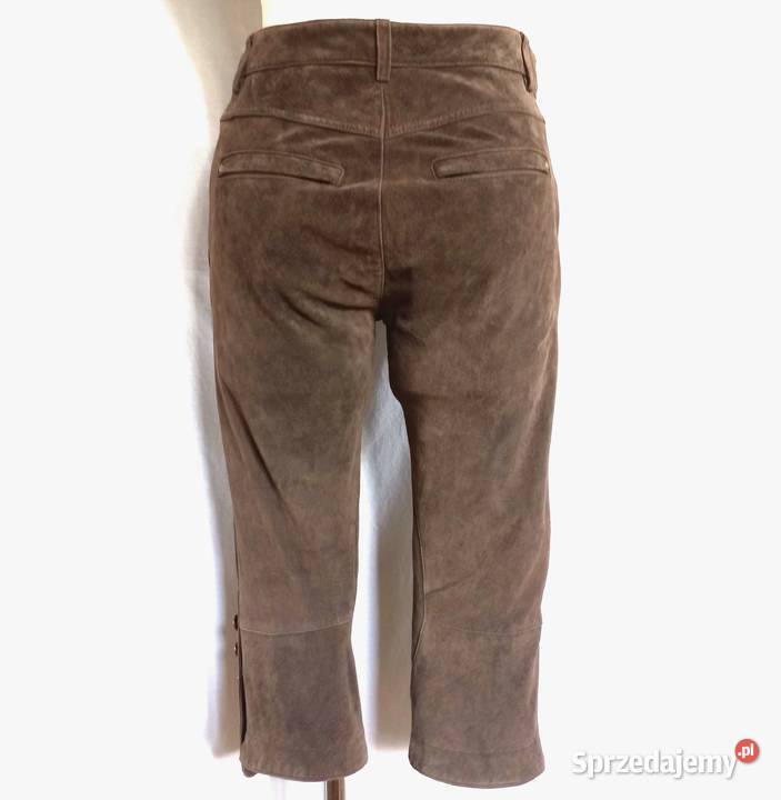 Spodnie brązowe Capri kolano Rybaczki ZAMSZ r Spodnie Białystok