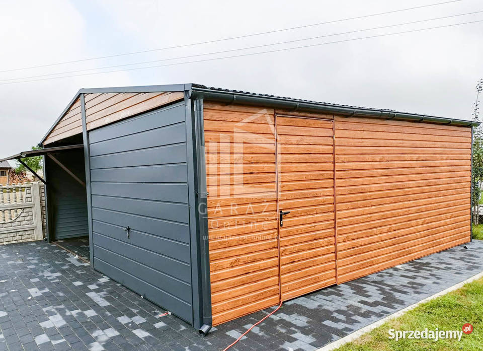 GARAŻ BLASZANY 6m x 6m dwuspadowy 2x Brama drzwi Wieliczka