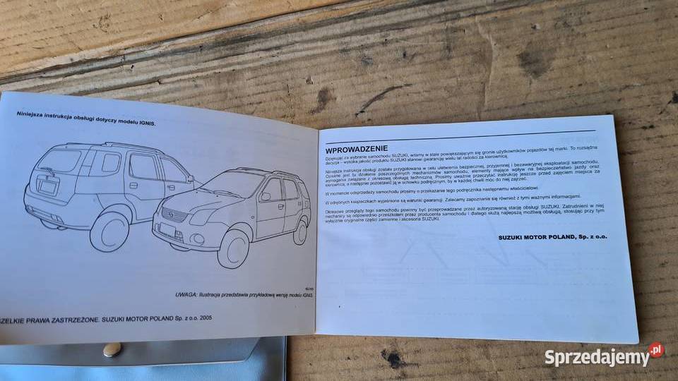 Suzuki Ignis 2 MH 0307 książka serwisowa dolnośląskie Legnica