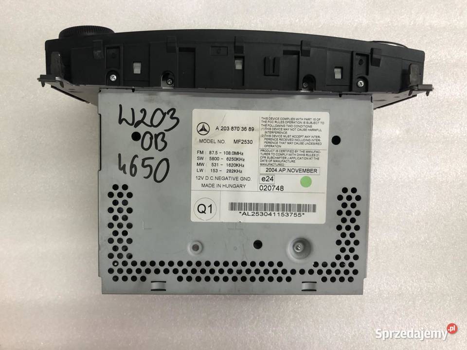 RADIO CD FABRYCZNE A2038703689 MERCEDES W203 sprzedam