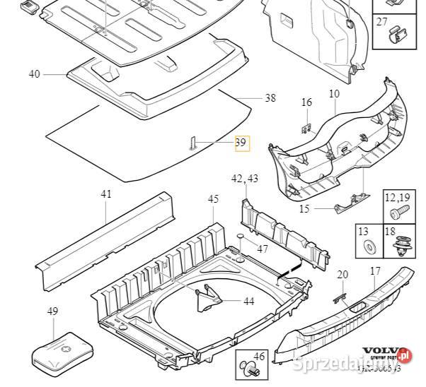 VOLVO V40 V40CC uchwyt wykladziny maty bagaznika dolnośląskie Bielany Wrocławskie sprzedam