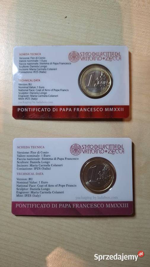 Zestaw 2 x 1 Euro Watykan Coin Card 2022 i 2023