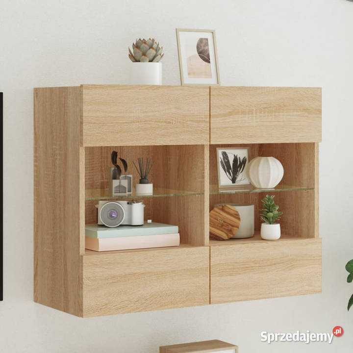 Ścienna szafka TV z LED dąb sonoma 785x30x605 Warszawa