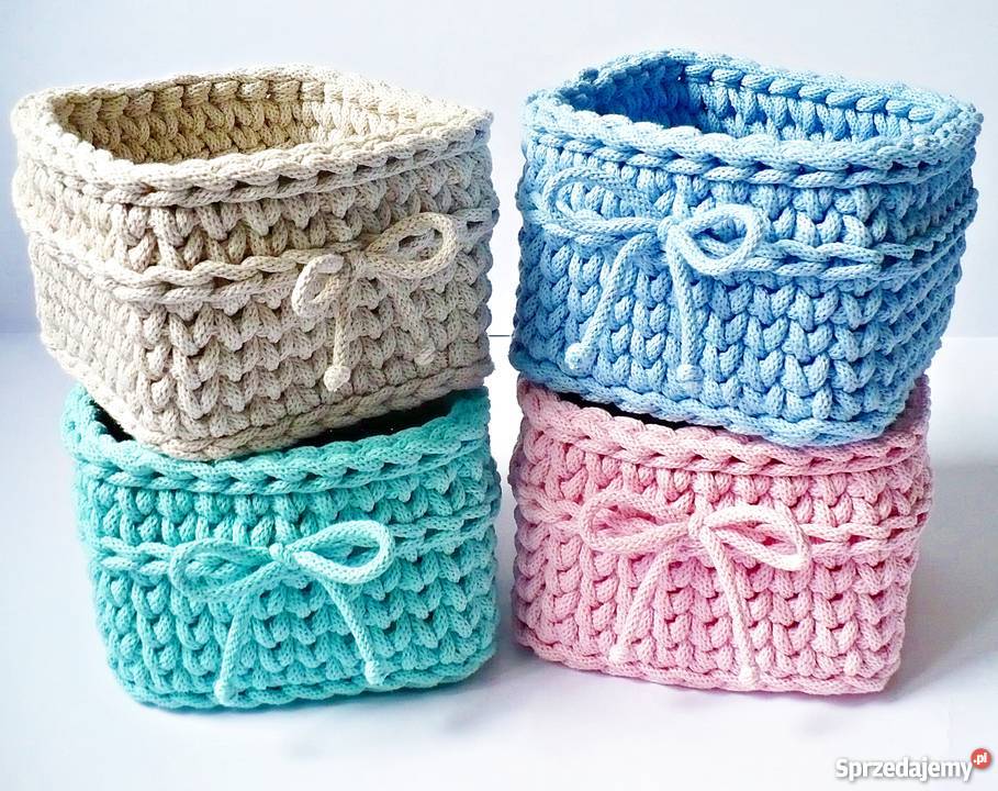 Koszyki kwadratowe bawełniane komplet 3 Dekoracje i ozdoby Bydgoszcz sprzedam