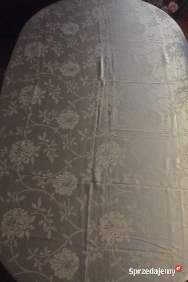 Obrus duży kwiaty poliester 140240 biały śląskie Piekary Śląskie sprzedam