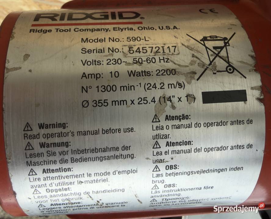 Piła do cięcia metalu na sucho Ridgid 590L Produkcja Bukowina Tatrzańska